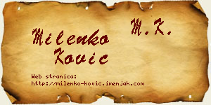 Milenko Ković vizit kartica